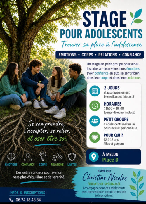 Stage Juillet pour Adolescents – Trouver sa place à l’adolescence